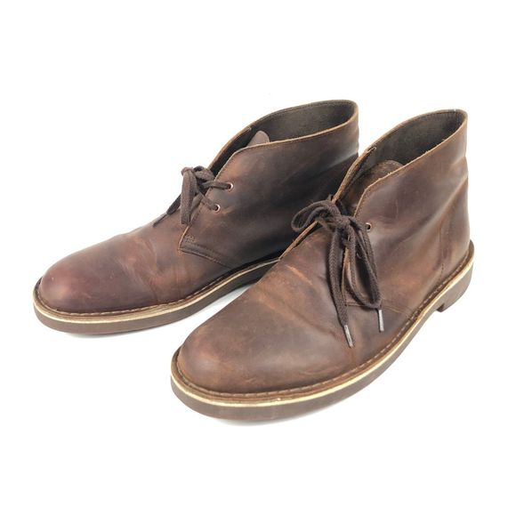 Clarks Brown Leather Desert Boots Mens 12 - Picture 1 of 7
